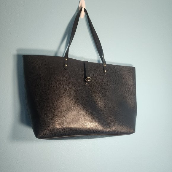 Victoria Secret's Beautiful Black Faux Leather Tote NWOT - Picture 2 of 5
